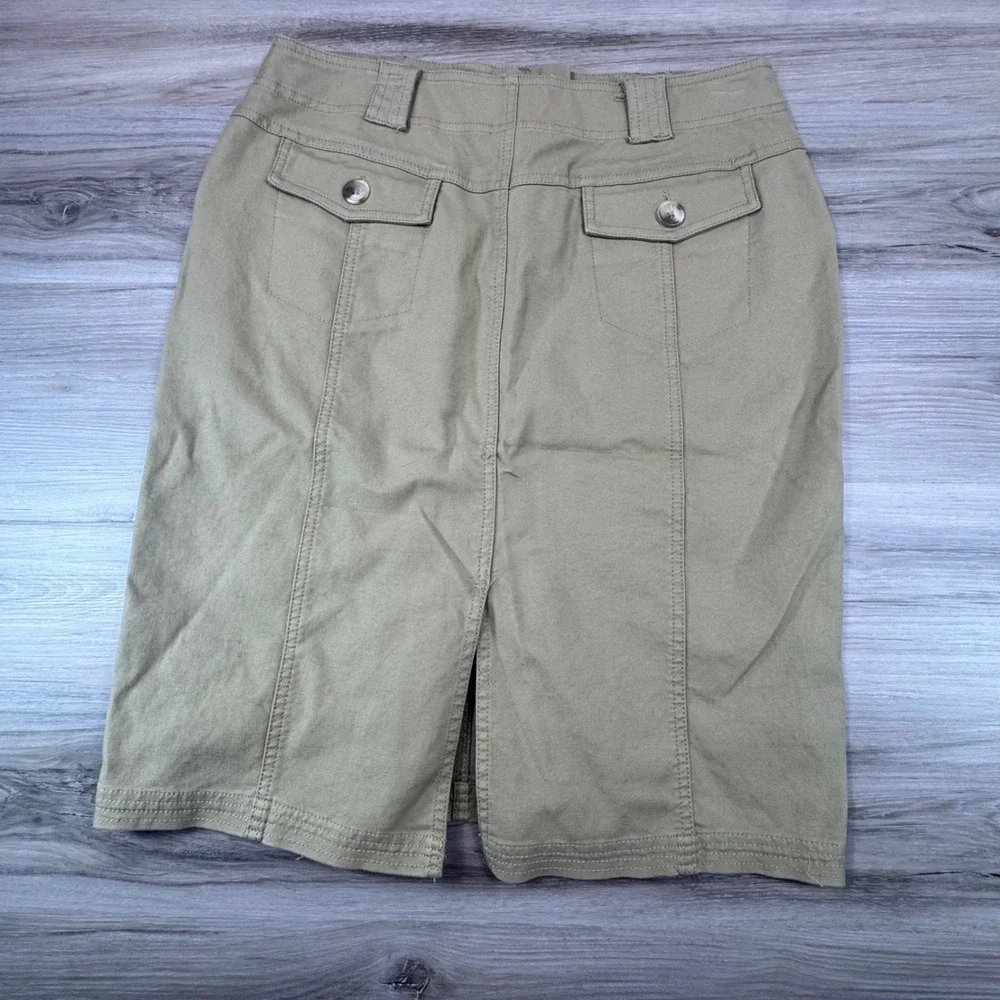 Isaac Mizrahi‎ for Target Khaki Cotton Pencil Skirt Tan Utility Knee Length 10